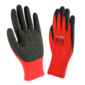 Guante de Trabajo de Seguridad de Poliéster Rojo 13G con Palma Recubierta de Látex Arrugado, Guante Recubierto de Látex con Gran Agarre para Construcción - Product Image 1