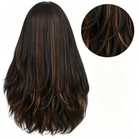 Perruque V-Part en fibre résistante à la chaleur, texture Yaki épaisse, 26 pouces, avec mèches P1B/30, longue et bouclée, en stock, vente en gros