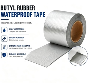 PENNROOF Ruban d'étanchéité super réparateur en caoutchouc butyle, haute température, pour tuyauterie, étanchéité imperméable, ruban d'étanchéité en aluminium butyle pour fuites <span class=keywords><strong>de</strong></span> <span class=keywords><strong>toiture</strong></span> - Product Image 1