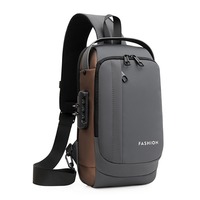 Sac de poitrine en nylon pour homme, tendance, grande capacité, étanche, résistant à l'abrasion, avec cadenas antivol, pour le commerce transfrontalier