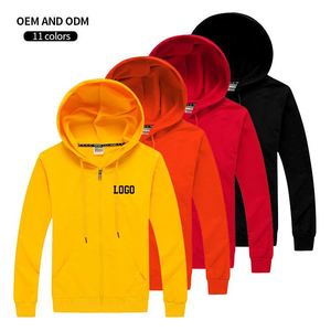 Sweat à capuche sport 100% coton, doublure en tissu éponge, fermeture éclair, unisexe, couleur unie, logo OEM, motif personnalisé, streetwear - Product Image 2