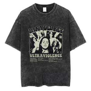 เสื้อยืดลายวินเทจสไตล์ฮาราจูกุสำหรับผู้ชาย ยี่ห้อ <span class=keywords><strong>Lana</strong></span> <span class=keywords><strong>Del</strong></span> <span class=keywords><strong>Rey</strong></span> ยุค 90s ทรงหลวม ผ้าฝ้ายแท้ แขนสั้น ดีไซน์ขาดๆ เท่ๆ ทันสมัย - Product Image 6