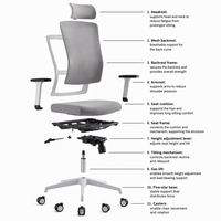 Chaise de bureau exécutive haute performance, chaise de bureau confortable en maille pour une utilisation prolongée, chaise pivotante ergonomique avec dossier