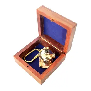 Key Ring Diving Diver Helmet Shape Key chain & Key Ring with Mini wooden Box Antique Key Holder Best selling