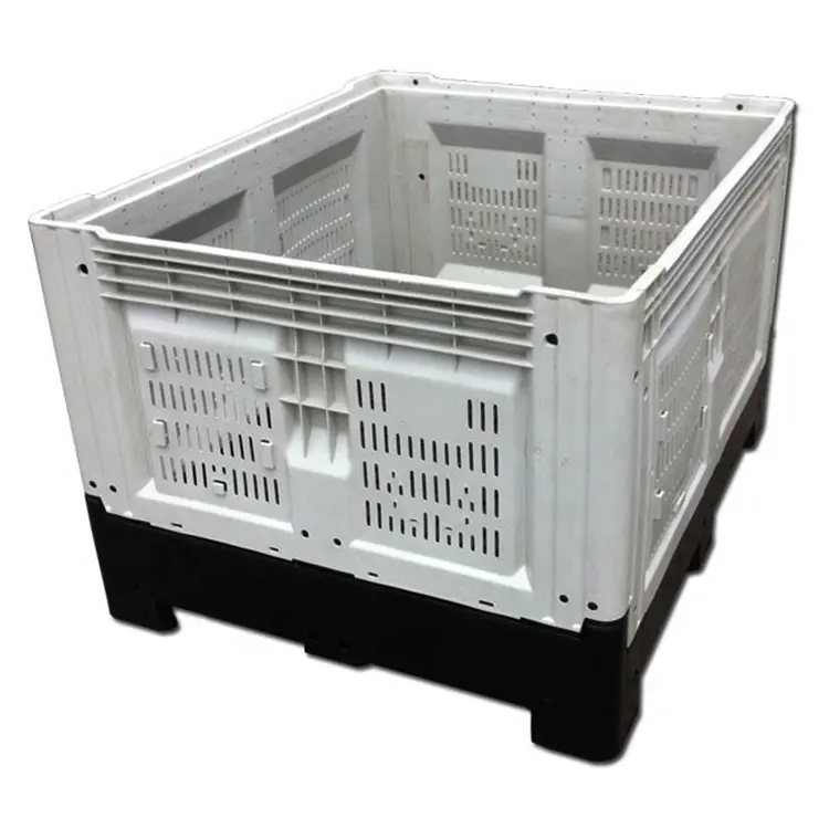 heavy duty bulk storage industry mesh hdpe large stackable fruit foldable collapsible plastic pallet box for sale