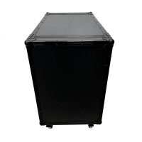 OEM All Black 16U Rack Mount Flight Case untuk Server Kurang dari 80cm dengan Roda Hitam 4 Inci dan Tutup Depan dan Belakang yang Dapat Disatukan