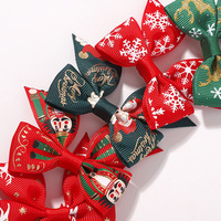 Accessoires de cheveux de fille de vacances de noël transfrontaliers imprimés à la main renne flocon de neige princesse ornements de fête pince à cheveux