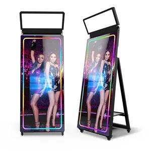 Tragbarer digitaler magischer spiegel 65 zoll selfie touchscreen led-rahmen mit kamera und drucker für party und hochzeit spiegel stand