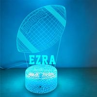 Lampe de nuit LED 3D personnalisée avec nom de joueur de football, 7 couleurs, alimentation par piles ou USB, cadeau personnalisé