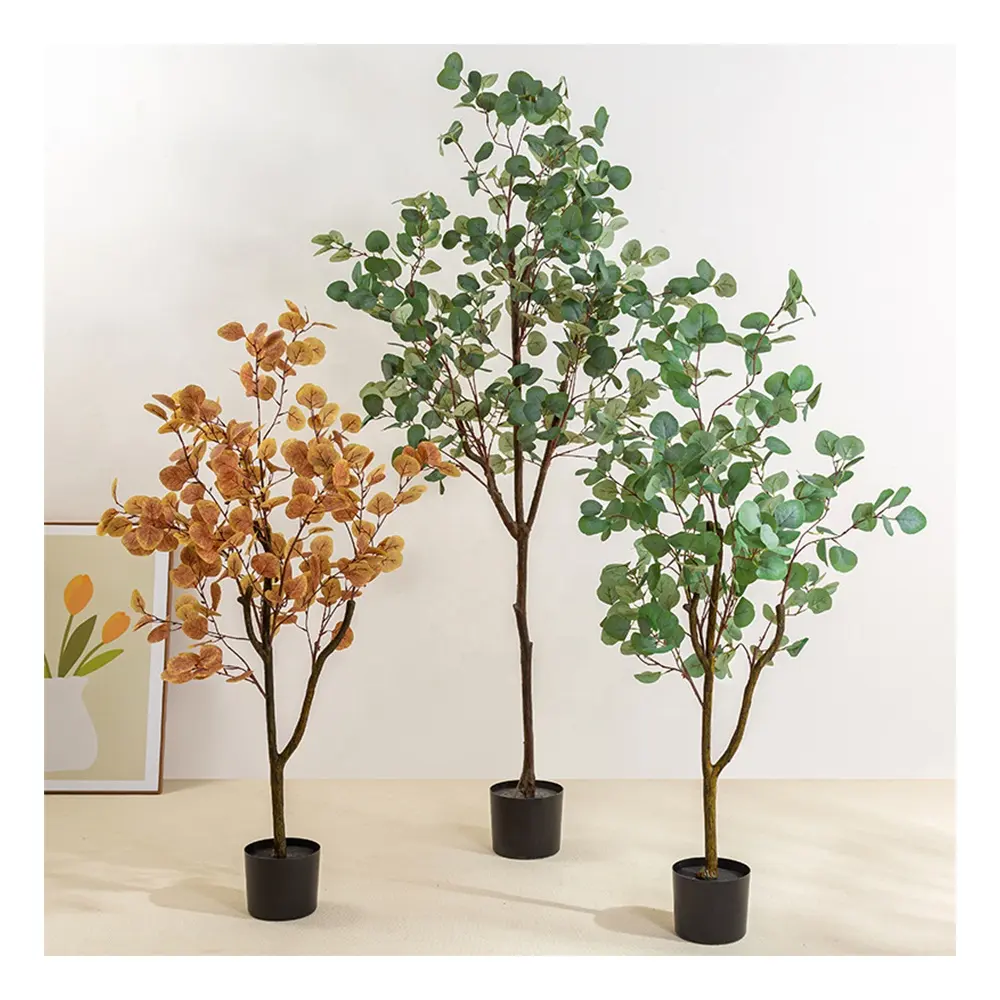 Home Office Shop Exhibition New Arrival 120 cm Artificial Eucalyptus Bonsai Plants Silk Money Tree Eucalyptus