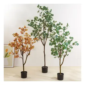 ホームオフィスショップ展新着120 cm人工ユーカリ盆栽植物シルクマネーツリーユーカリ