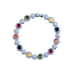 Luxury Summer Women's Bracelet Multi-Color Cubic Zirconia Silver for <b>Wedding</b> Parties Fashion <b>Accessory</b> Gift Idea - Product Image 1