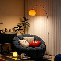 Lampe sur pied moderne en marbre orange, style mid-century, pour salon, chambre, coin lecture, décoration intérieure