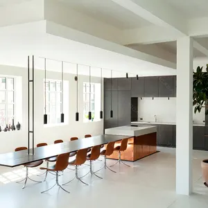 Кухонный шкаф б/у, высококачественный матовый черный кухонный шкаф В индустриальном стиле для отелей с островом