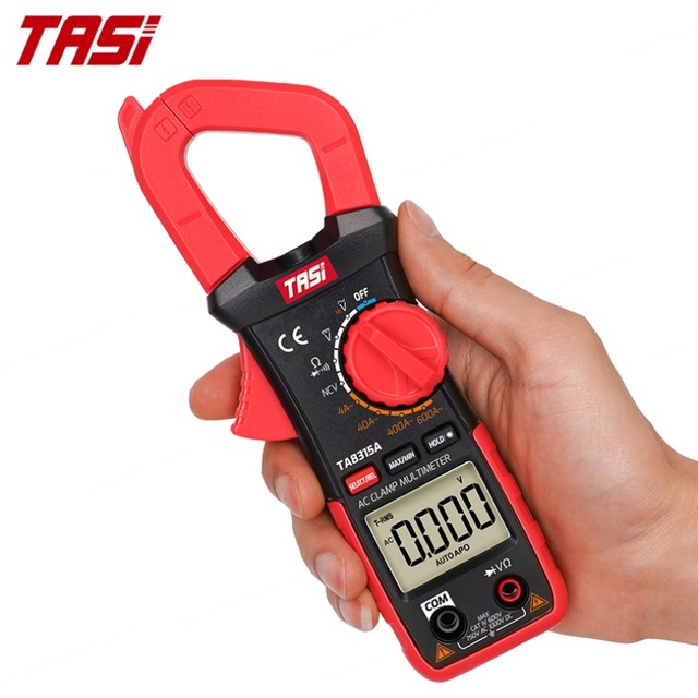 TASI TA8315A Digital Clamp Meter 600A AC Auto Range 3999 Count Multimeter Resistance Non-contact Voltage Sensing 1000V DC 0.5%