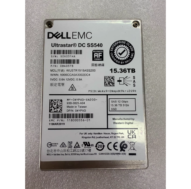 118000556 Enterprise Solid State Drive 15.36TB SAS Interface PM1633A Disk Body Supports Hot Plug