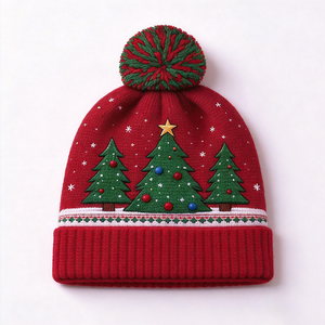 <b>Christmas</b> Pom Pom Beanie Assorted Holiday Character Knit Cuffed Hat Snowman <b>Reindeer</b> Polar Bear Fox Unisex Outdoor Wear - Product Image 3
