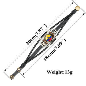 Bracelet en cuir à motif drapeau sud-américain Brésil Venezuela Chili Bijoux tissés faits à la main Cadeau - Product Image 3