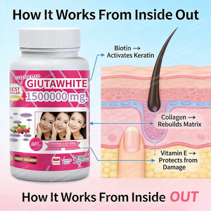 En stock en mars – Nouveaux produits de compléments alimentaires biologiques à marque privée pour la santé : Capsules de glutathion éclaircissantes et anti-taches noires - Product Image 3