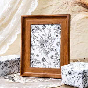 Floral Gift Wrapping <b>Paper</b> Roll 17 Inch X 16.5 Feet Black White Art <b>Paper</b> Elegant Design For Bridal Shower Wedding - Product Image 5