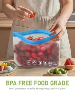 HuamaohengchunLeakproof Reusable Freezer Bags, Healthy Food Storage Contaizers Sandwich Snack Baggies for Lunch Travel - Product Image 5