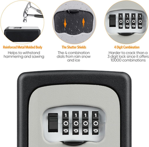 <span class=keywords><strong>Caja</strong></span> de Seguridad para <span class=keywords><strong>Llaves</strong></span> de Pared, <span class=keywords><strong>Caja</strong></span> de Seguridad con Combinación de 4 Dígitos para Exteriores, Capacidad para 5 <span class=keywords><strong>Llaves</strong></span>, <span class=keywords><strong>Caja</strong></span> de Seguridad para Almacenamiento de <span class=keywords><strong>Llaves</strong></span> - Product Image 4