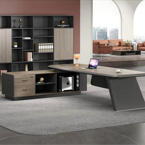Venta al por mayor de muebles de oficina de <span class=keywords><strong>madera</strong></span> Escritorio de oficina ejecutiva en forma de L Gerente de lujo Ceo Mdf <span class=keywords><strong>Mesa</strong></span> de oficina con gabinete lateral - Product Image 2