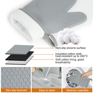 Gants de cuisine en silicone imperméables avec logo personnalisé, antidérapants, pour la cuisson et la pâtisserie - Product Image 3