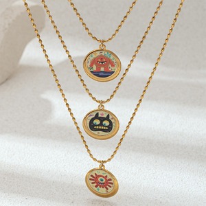 18 Ayar Altın Kaplama Paslanmaz Çelik Sevimli Canavar Kolye Gerdanlık Karikatür Figürlü Klavikula Zinciri Kadınlar İçin Günlük Kullanım Parti Hediyesi - Product Image 2