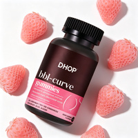 Gummies BBL pour l'amélioration des fesses, supplément de Maca, Fenugrec, Palmier Nain, soutien de la courbe des hanches pour femmes, saveur fraise, 60 unités