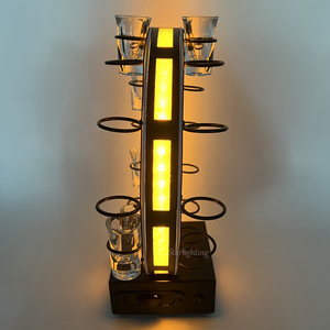 OEM nightclub forniture per feste shot porta occhiali logo personalizzato in metallo artigianale segno luce oro bagliore nel buio LED presentatore di bottiglia - Product Image 5