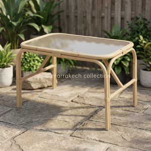 Table d'étude en rotin naturel tissé pour enfants et étudiants, table d'étude en bois - Product Image 3