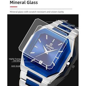 REWARD RD61315 Blue Square Men's Watch Waterproof Stainless Steel <b>Bracelet</b> Luxury Quartz Watch for Men Calendar Original Reloj - Product Image 3