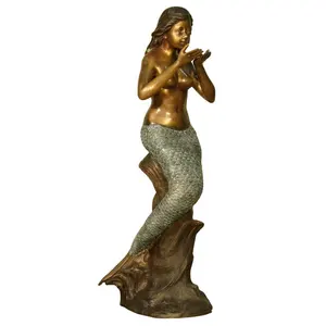 Garten Dekoration Hand Gemacht Leben Größe Bronze Meerjungfrau Figuren Und Statuen Mit Delphin