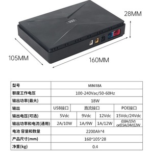 Lexus Mini Ups 18W 12V 15V Li Battery Backup Power Supply For Router PoE Monitoring 160x105x28mm - Product Image 1