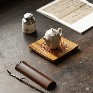 Walnut Wood Teapot Stand Square Heat Resistant Solid Wood Tray For Kung Fu <b>Tea</b> <b>Set</b> - Product Image 3
