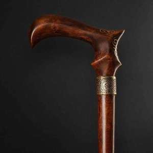 Bâton de marche classique en bois d'érable sculpté à la main, embout en caoutchouc, poignée en laiton, finition polie, pour personnes âgées, usage quotidien - Product Image 3