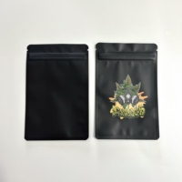 Sac en mylar noir mat imprimé sur mesure bonbons fleurs séchées pochettes en feuille d'aluminium stockage alimentaire thé emballage plat sacs avec zip-lock