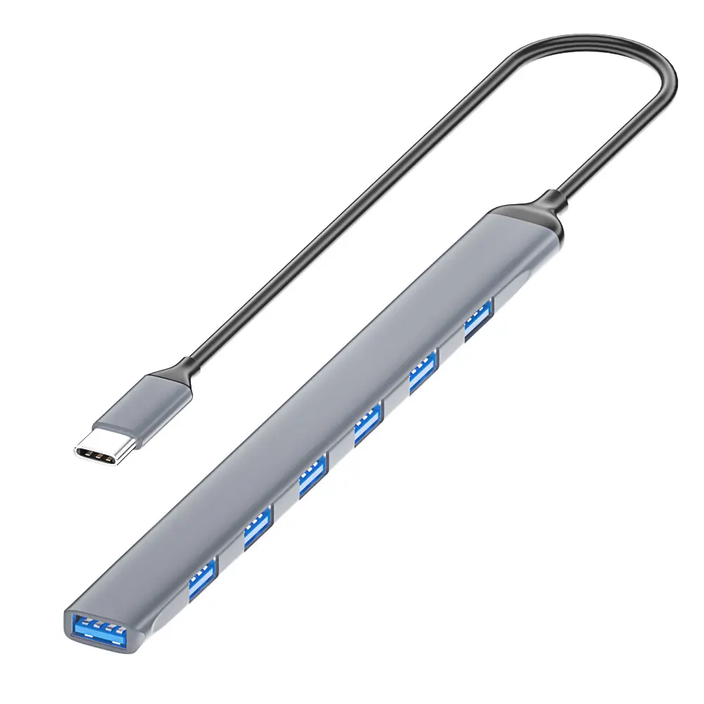 Produce High-quality 7-in-1 Type-C Hub With 7 Ports USB 2.0*6 USB 3.0*1 Hub Support For Laptops
