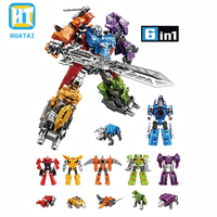 Jouets de voitures HTL, ensemble de jouets transformables en robot dinosaure 6 en 1, figurines d'action géantes combinées, jouets de construction STEM pour enfants