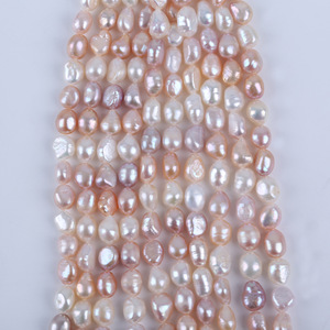 Cuentas de Perlas de Agua Dulce Naturales de Doble Cara, Blancas y Púrpuras, de 8-9 mm, con Orificio Recto, para Hacer Pulseras, Perlas Sueltas de Zhuji - Product Image 1