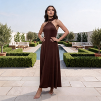 Nouvelle Robe de Soirée Tendance 2026 à Faible MOQ, Robe d'Été Unie Sans Manches pour Femme en Polyester/Coton, Lavable Naturellement