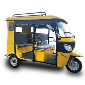 Roda tiga listrik 3000W untuk 1 Driver + 7 penumpang Bajaj Auto tukuntuk TV tiga roda taksi listrik dengan kursi Tengah
