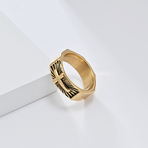 Retro yunnique style <b>titanium</b> steel cross <b>ring</b> for men, niche design, unique punk style, high-end jewelry. - Product Image 3