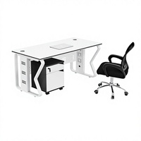 Meubles de bureau commerciaux modernes, bureau informatique en panneaux de mélamine, design modulaire, cadre en aluminium, rangement avec tiroirs, garantie 3 ans