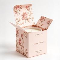 Boîte d'emballage rigide en papier gaufré à motif floral, imprimée sur mesure, avec doublure en éponge pour l'emballage cadeau de pots de bougies parfumées