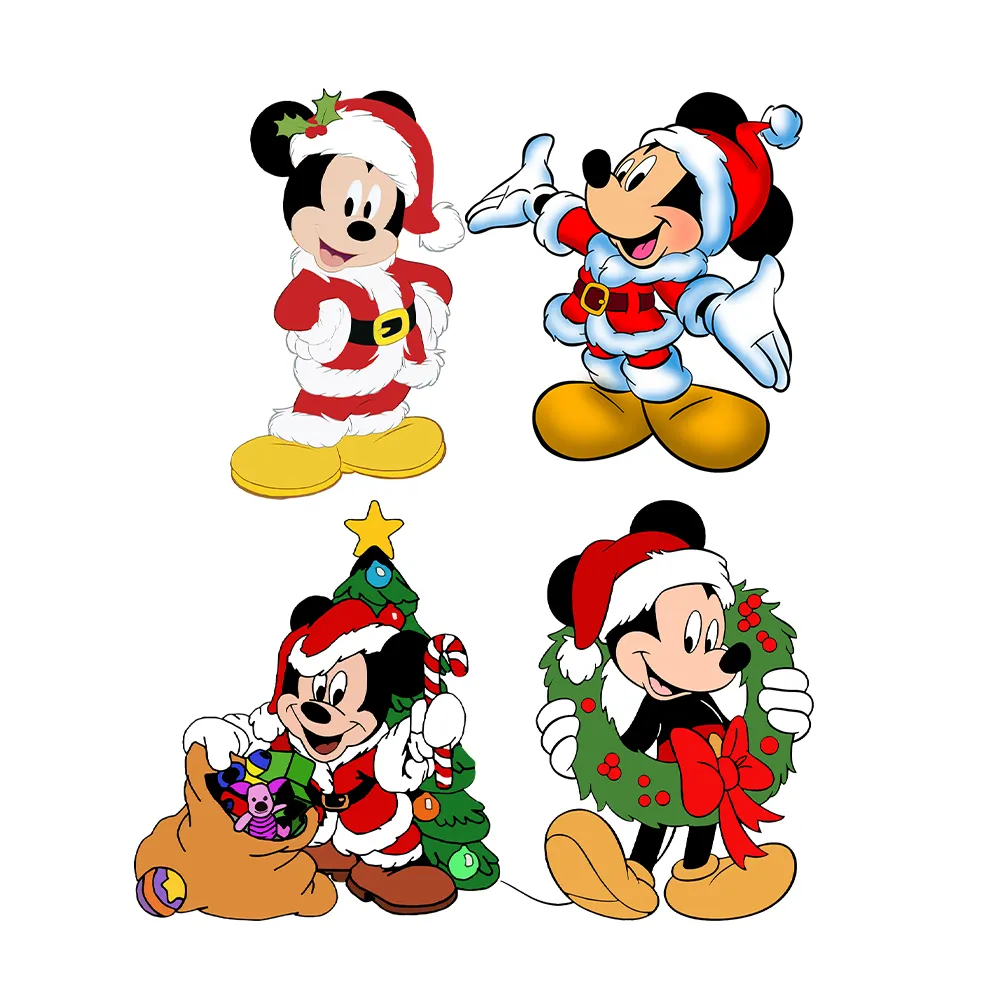 Christmas Mouse print design vinyl plasticizer Sol DTF Iron heat transfer clothing patches