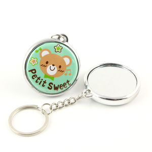 Personalized 32 37 MM DIY Blank Small Round Tin Mirrors Keychain with Logo