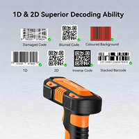 Escáner de Código de Barras Inalámbrico EV-B2100, Lector de Códigos de Barras 1D y 2D de Grado Industrial, Lector de Códigos QR USB PDF417 para IOS, Android, IPAD