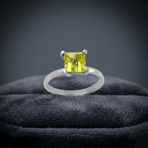 Art Palace Women's Stainless Steel 925 Silver Plated Citrine Square Gemstone <b>Ring</b> Classic Engagement Style - Product Image 1